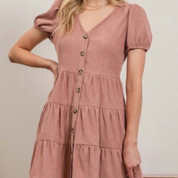 Dresses & Skirts - Elegant Pink Button-Down Dress
